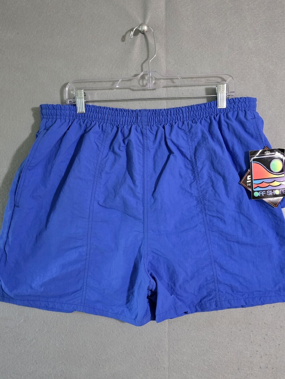 VTG 90S NWT Off Shore Mens 3" Blue Lined Swim Shorts Big Rear Patch Size XL Tall